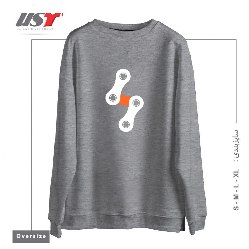 سوییشرت اورسایز طرح BIKE BOLT - ORANGE