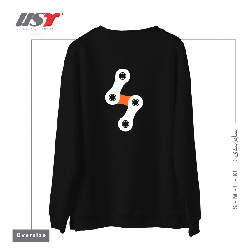 طرح BIKE BOLT - ORANGE سوییشرت اورسایزرنگ مشکی