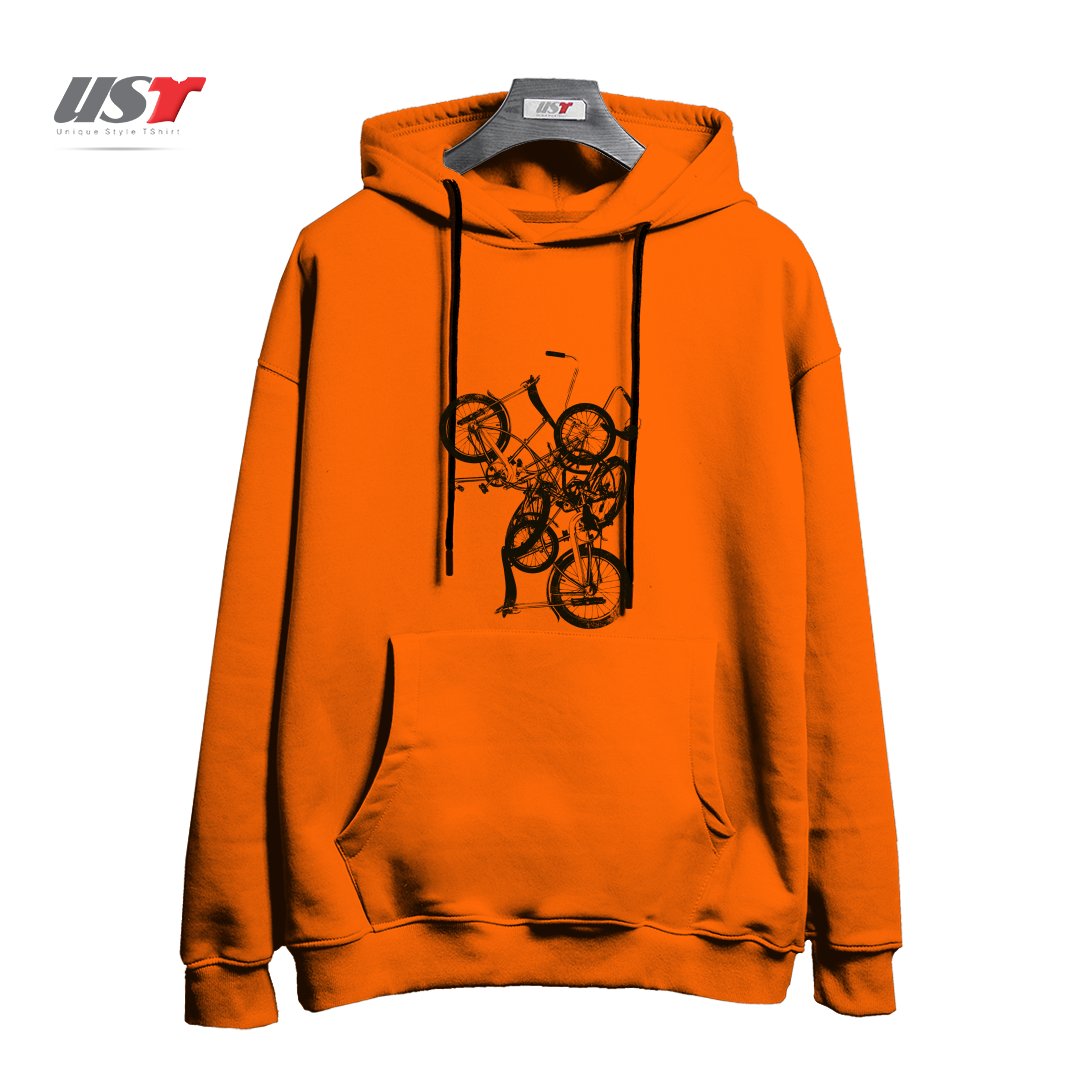 طرح BIKE CHAOS  ON SALE! هودی اورسایزرنگ نارنجی
