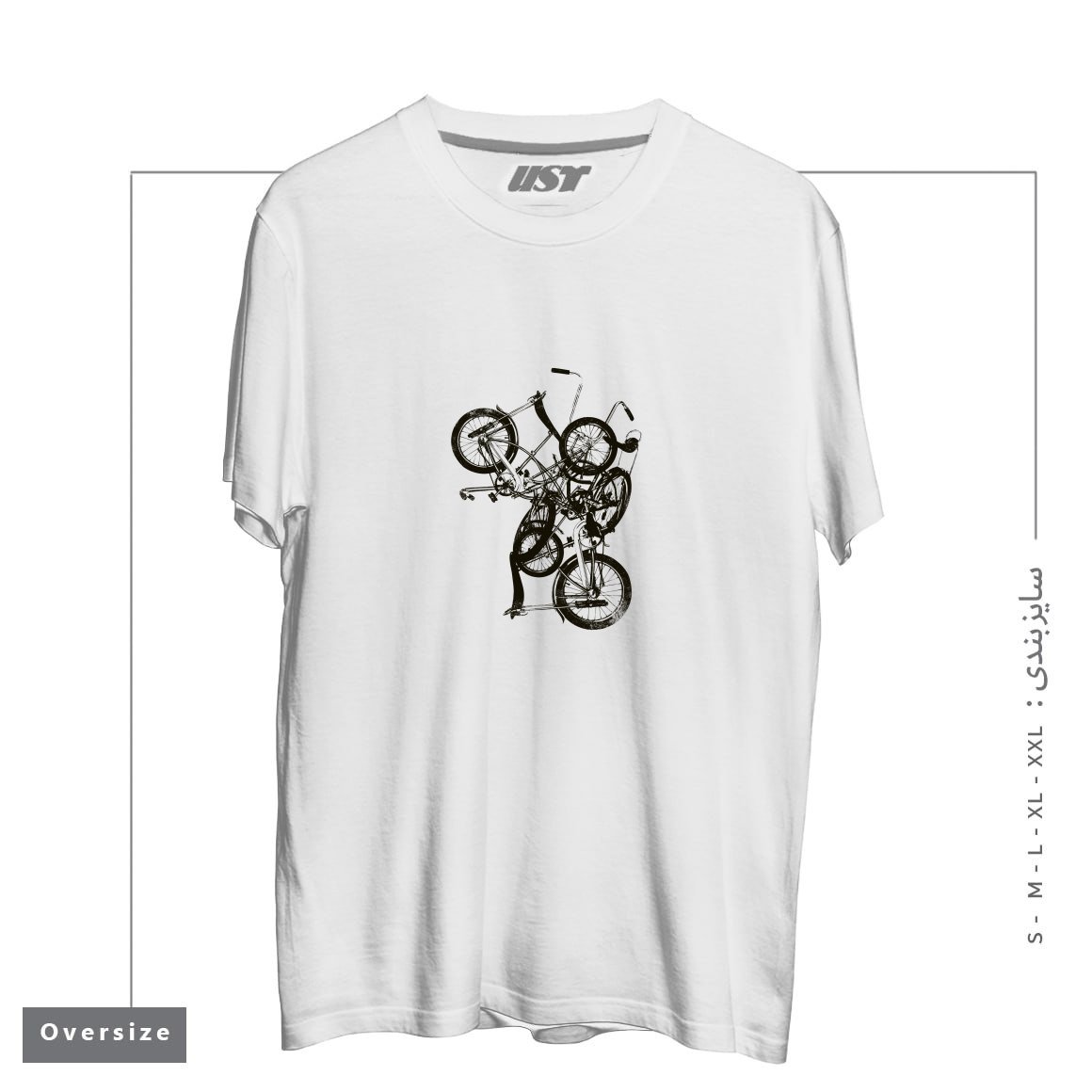 طرح BIKE CHAOS  ON SALE! تیشرت اورسایزرنگ سفید