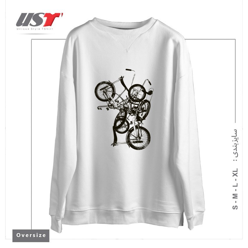 طرح BIKE CHAOS  ON SALE! سوییشرت اورسایزرنگ سفید