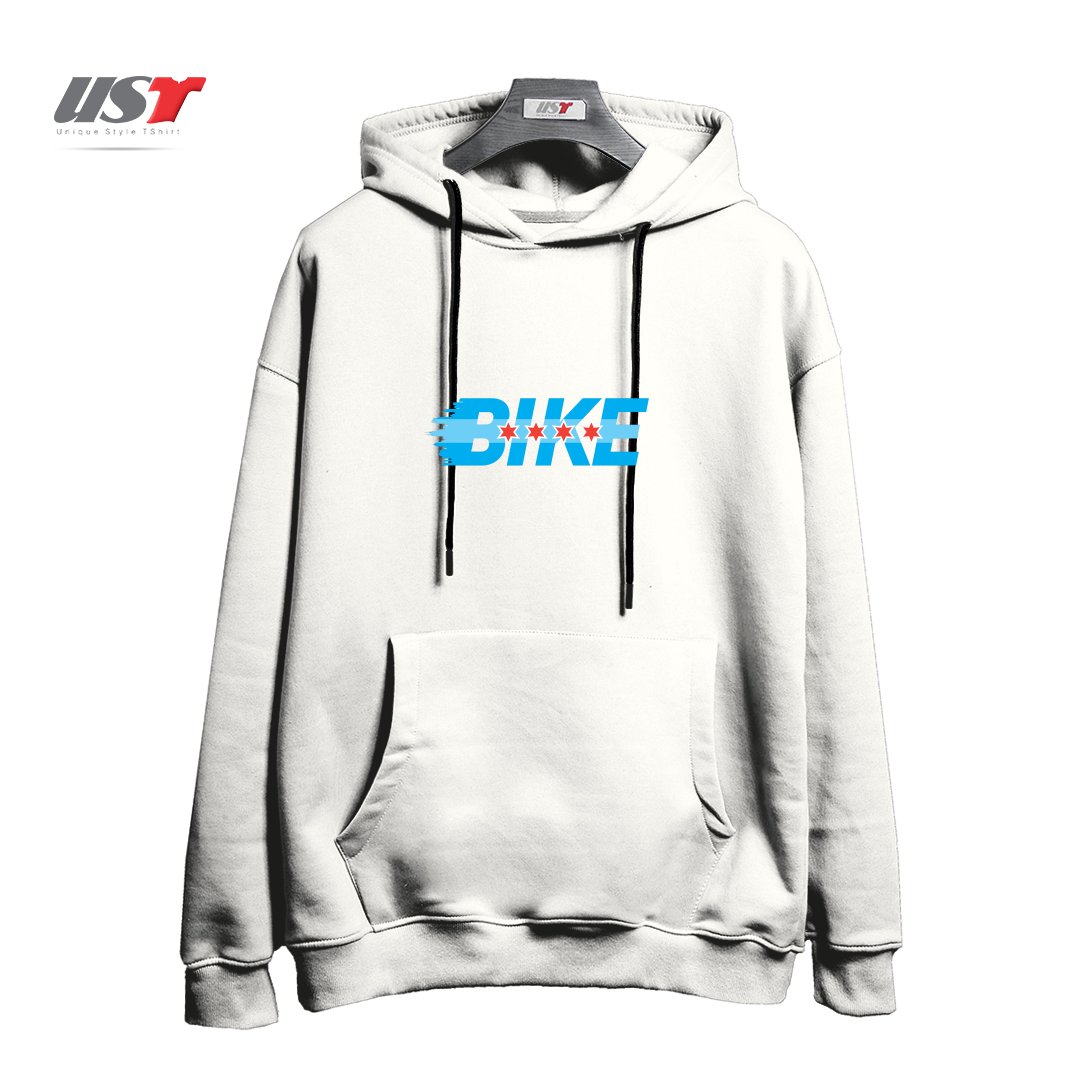 طرح BIKE CHICAGO هودی اورسایزرنگ سفید