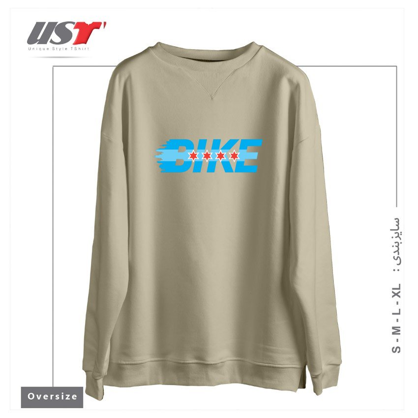 طرح BIKE CHICAGO سوییشرت اورسایزرنگ نخودی