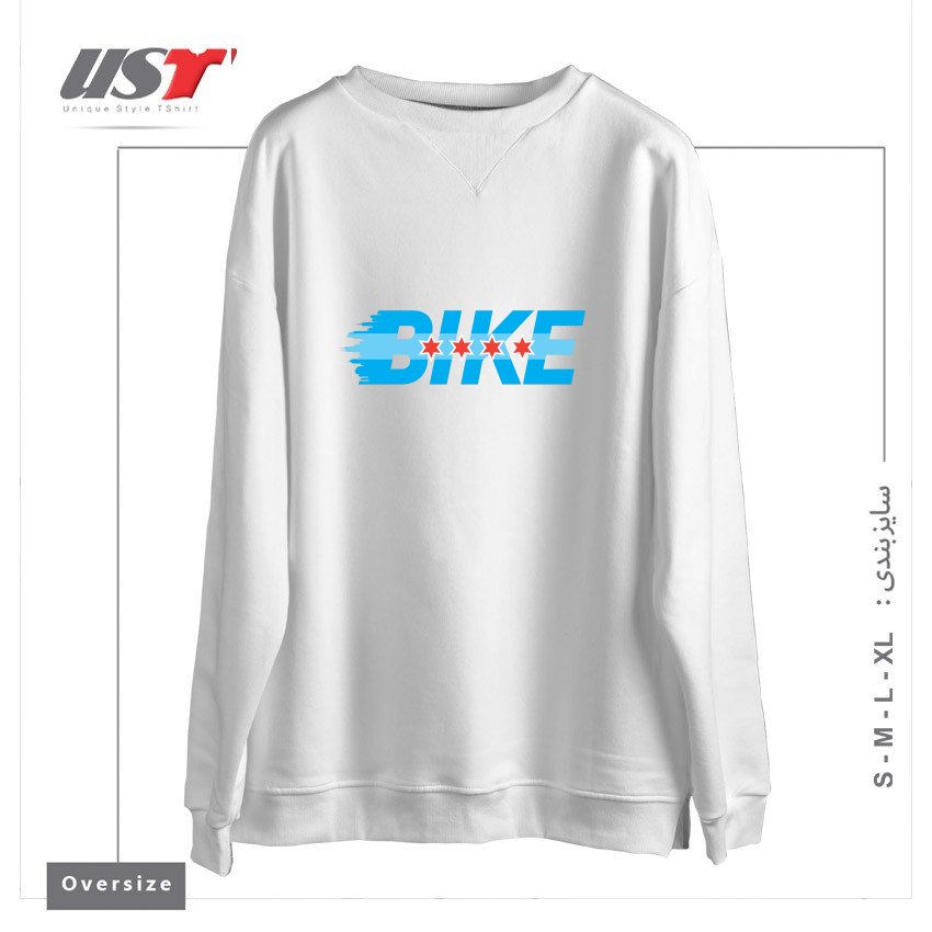 طرح BIKE CHICAGO سوییشرت اورسایزرنگ سفید