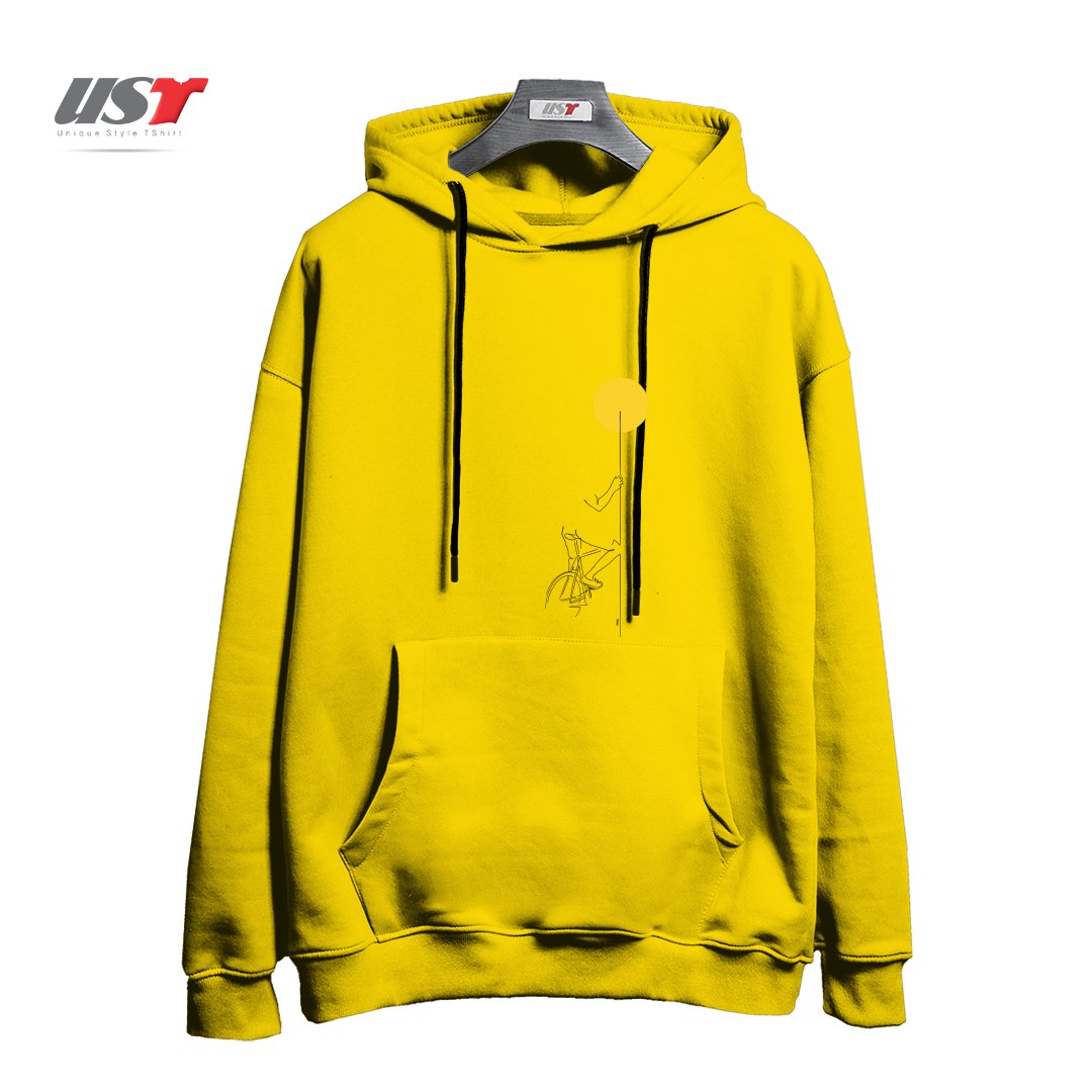 طرح YELLOW BIKE هودی اورسایزرنگ زرد