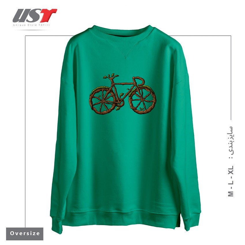 طرح TREE BIKE سوییشرت اورسایزرنگ سبز سدری
