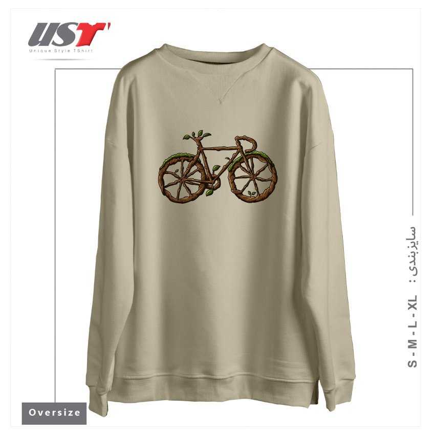 طرح TREE BIKE سوییشرت اورسایزرنگ نخودی