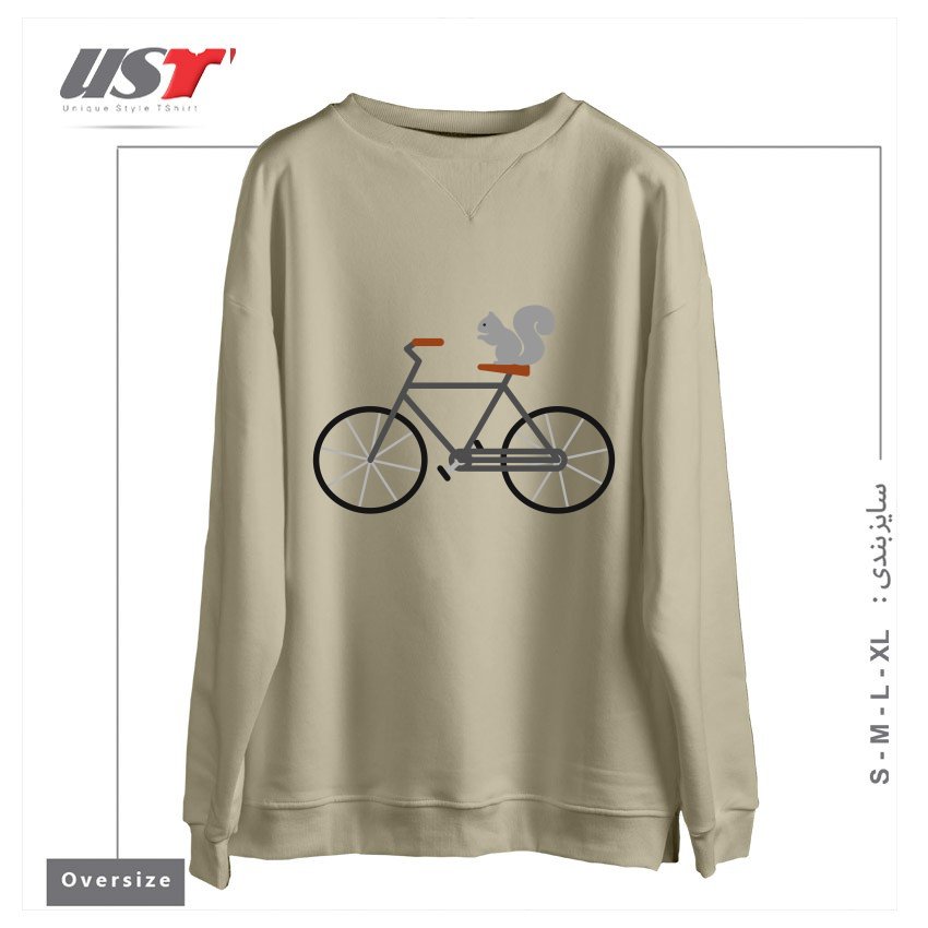 سوییشرت اورسایز طرح SQUIRREL RIDING BIKE