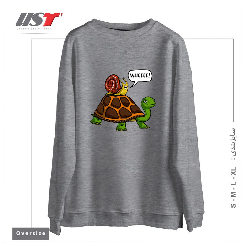 سوییشرت اورسایز طرح SNAIL RIDING TURTLE