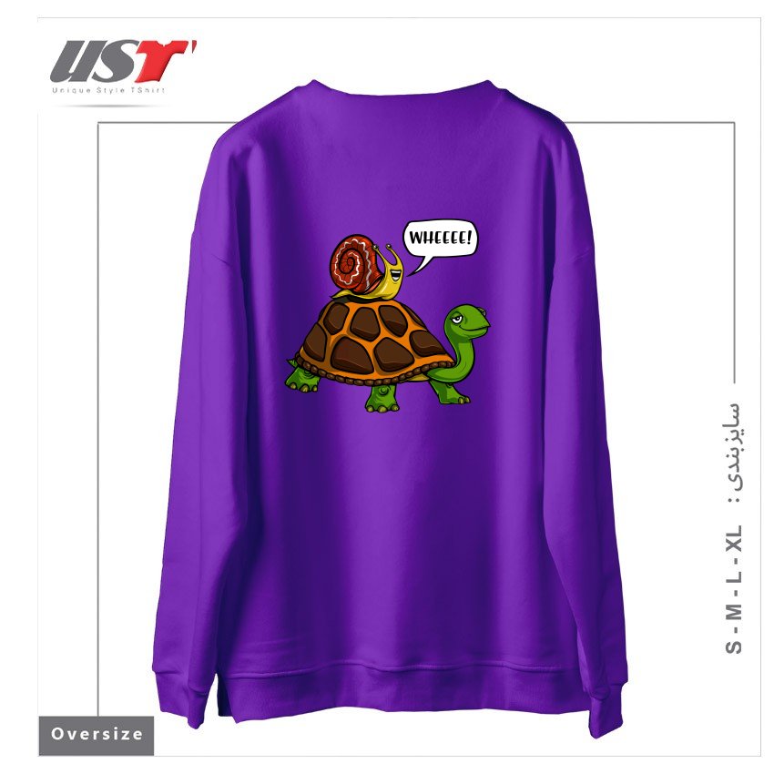 طرح SNAIL RIDING TURTLE سوییشرت اورسایزرنگ بنفش