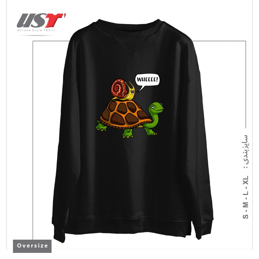 سوییشرت اورسایز طرح SNAIL RIDING TURTLE