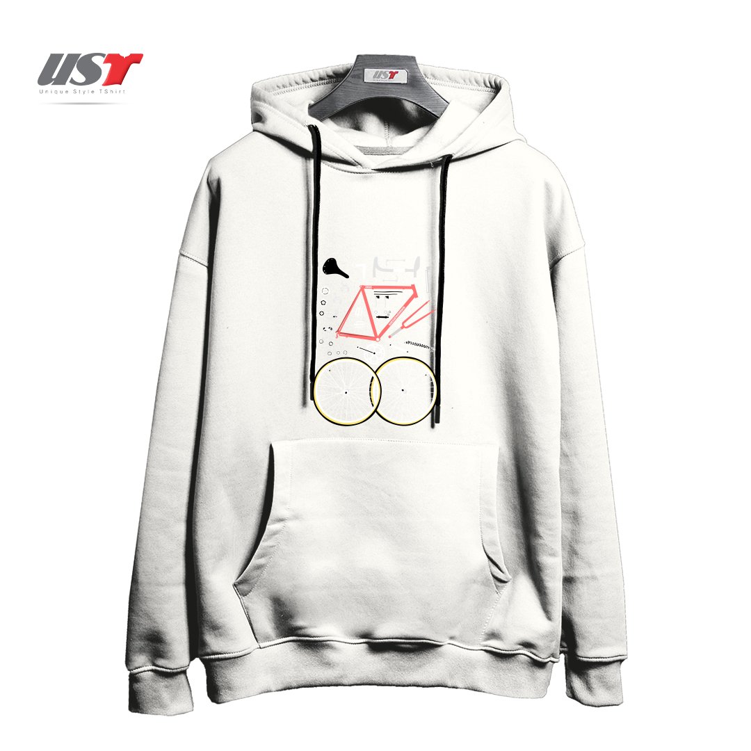 طرح ROAD BIKE PARTS هودی اورسایزرنگ سفید