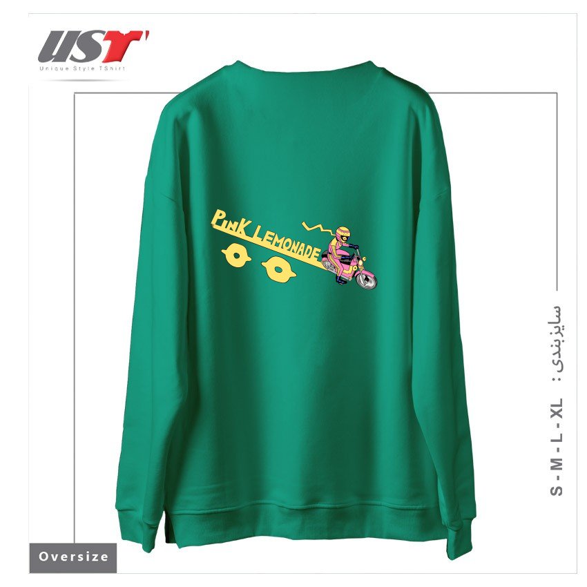 طرح RIDING THE LINE سوییشرت اورسایزرنگ سبز سدری