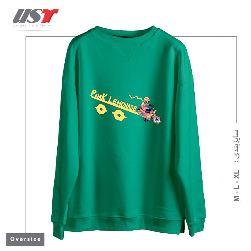 طرح RIDING THE LINE سوییشرت اورسایزرنگ سبز سدری