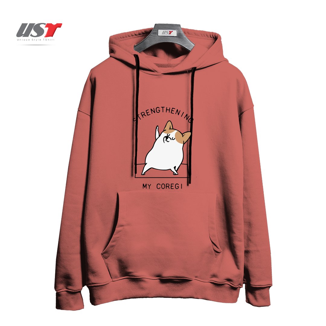 طرح STRENGTHENING MY COREGI هودی اورسایزرنگ آجری