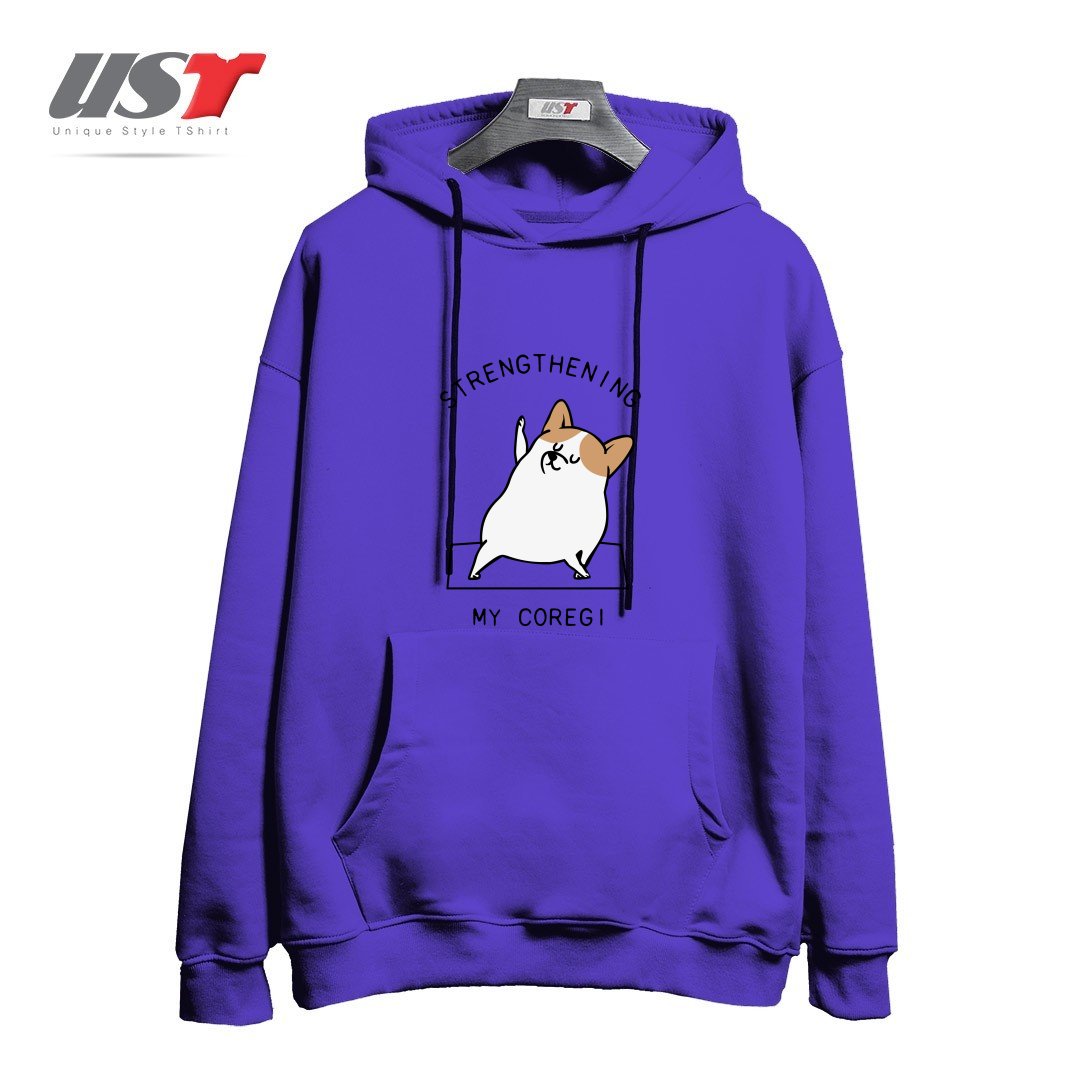 طرح STRENGTHENING MY COREGI هودی اورسایزرنگ بنفش