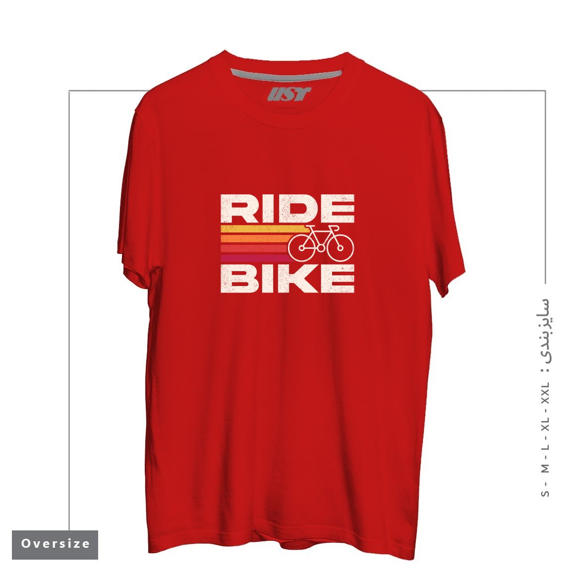 طرح RIDE BIKE تیشرت اورسایزرنگ قرمز