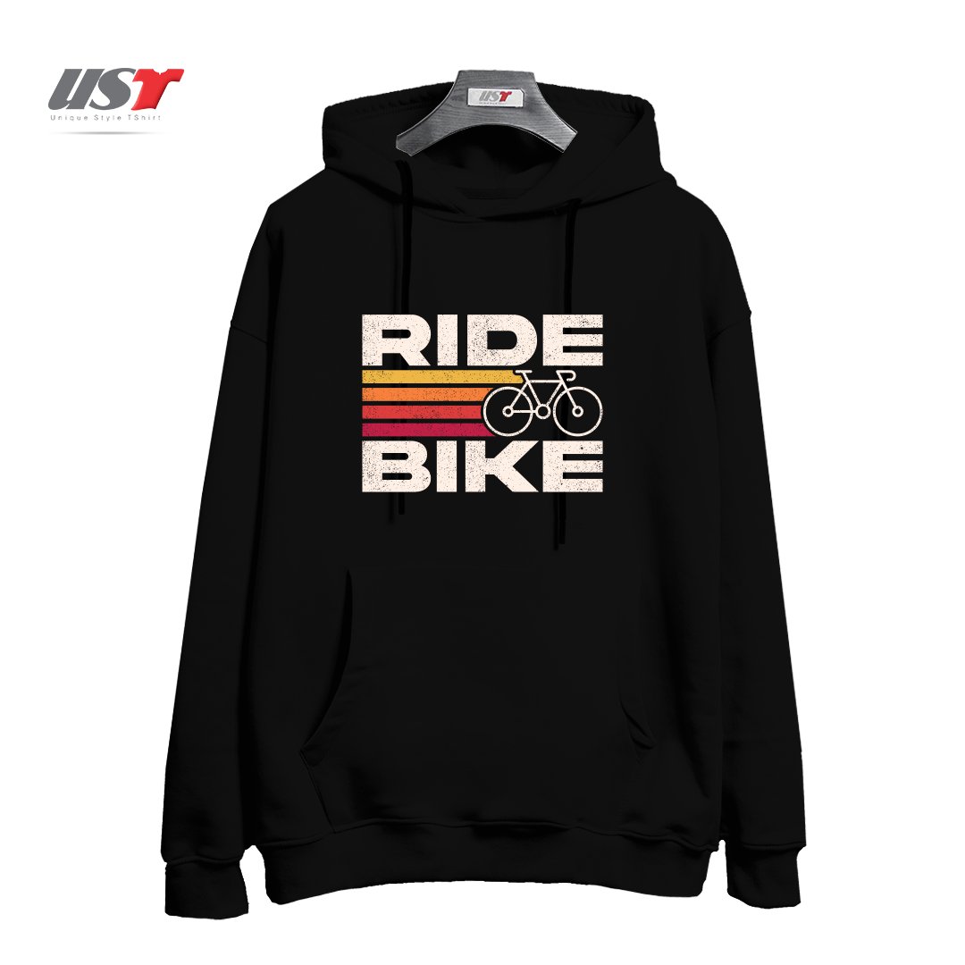 طرح RIDE BIKE هودی اورسایزرنگ مشکی