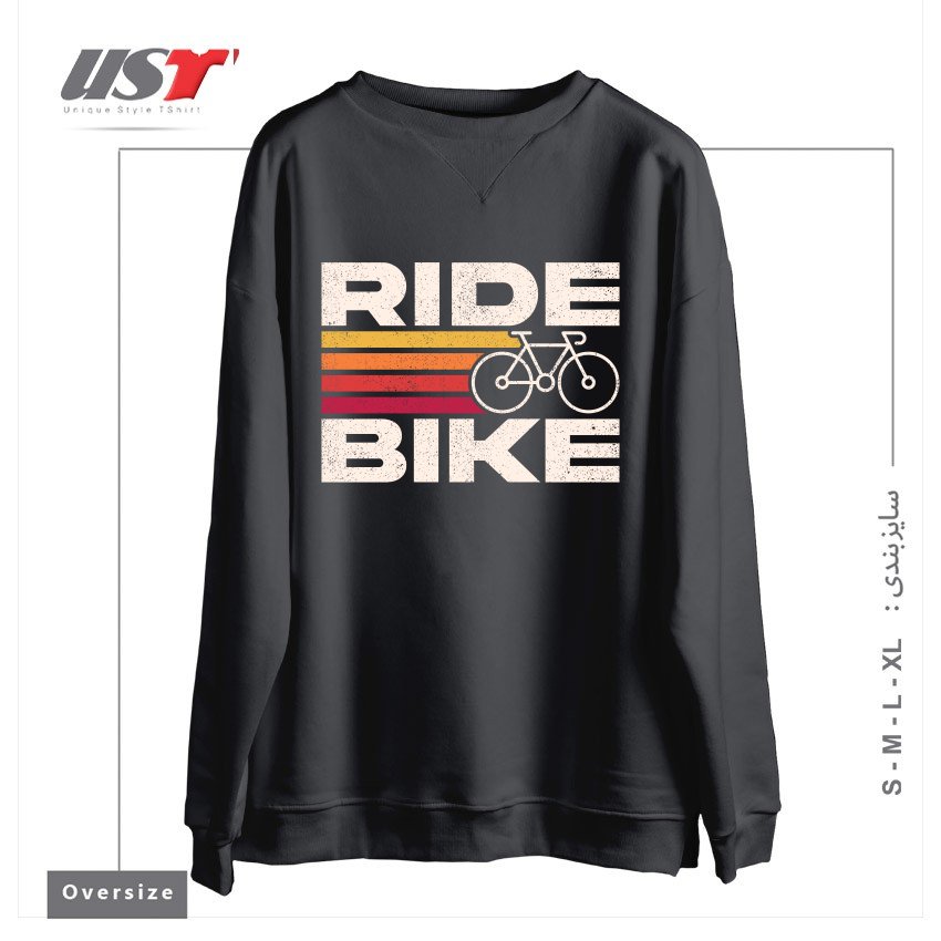 طرح RIDE BIKE سوییشرت اورسایزرنگ دودی