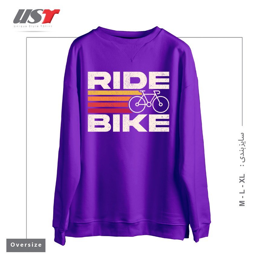 طرح RIDE BIKE سوییشرت اورسایزرنگ بنفش