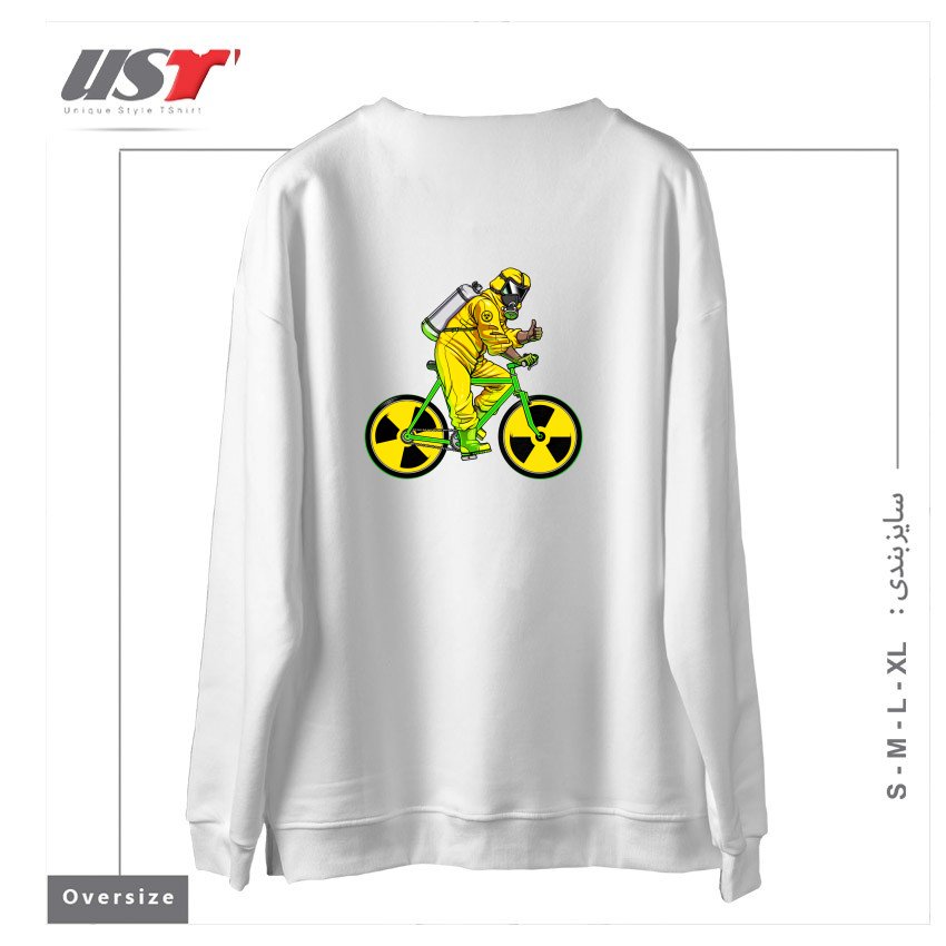 طرح RADIOACTIVITY BIKE سوییشرت اورسایزرنگ سفید