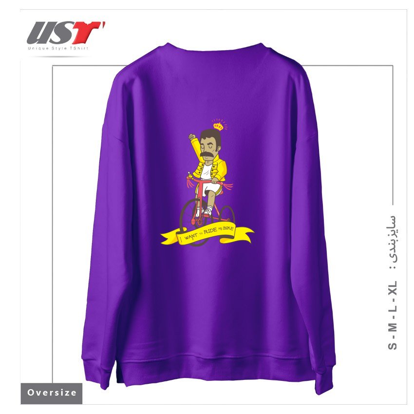طرح QUEEN BIKE سوییشرت اورسایزرنگ بنفش