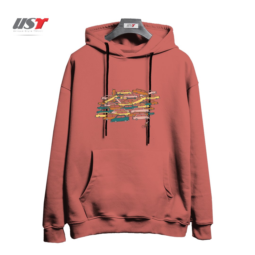 طرح BIKE LANE هودی اورسایزرنگ آجری