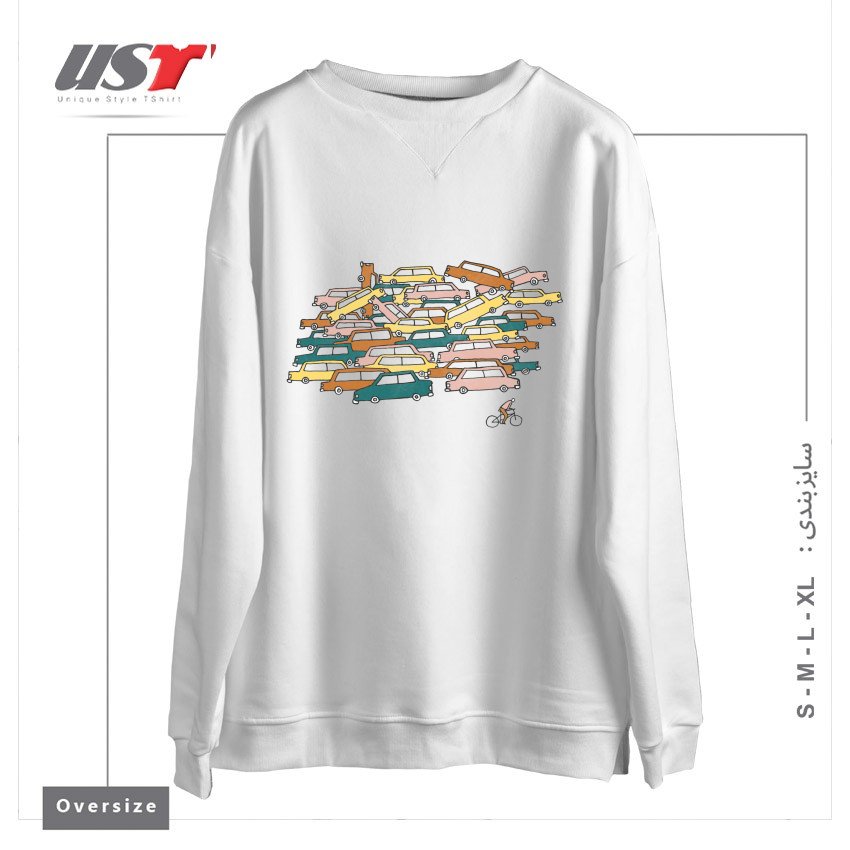 طرح BIKE LANE سوییشرت اورسایزرنگ سفید