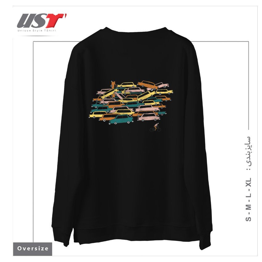 طرح BIKE LANE سوییشرت اورسایزرنگ مشکی