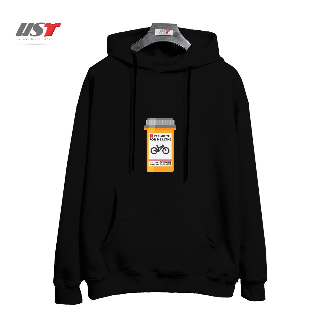 طرح BIKE PILLS هودی اورسایزرنگ مشکی