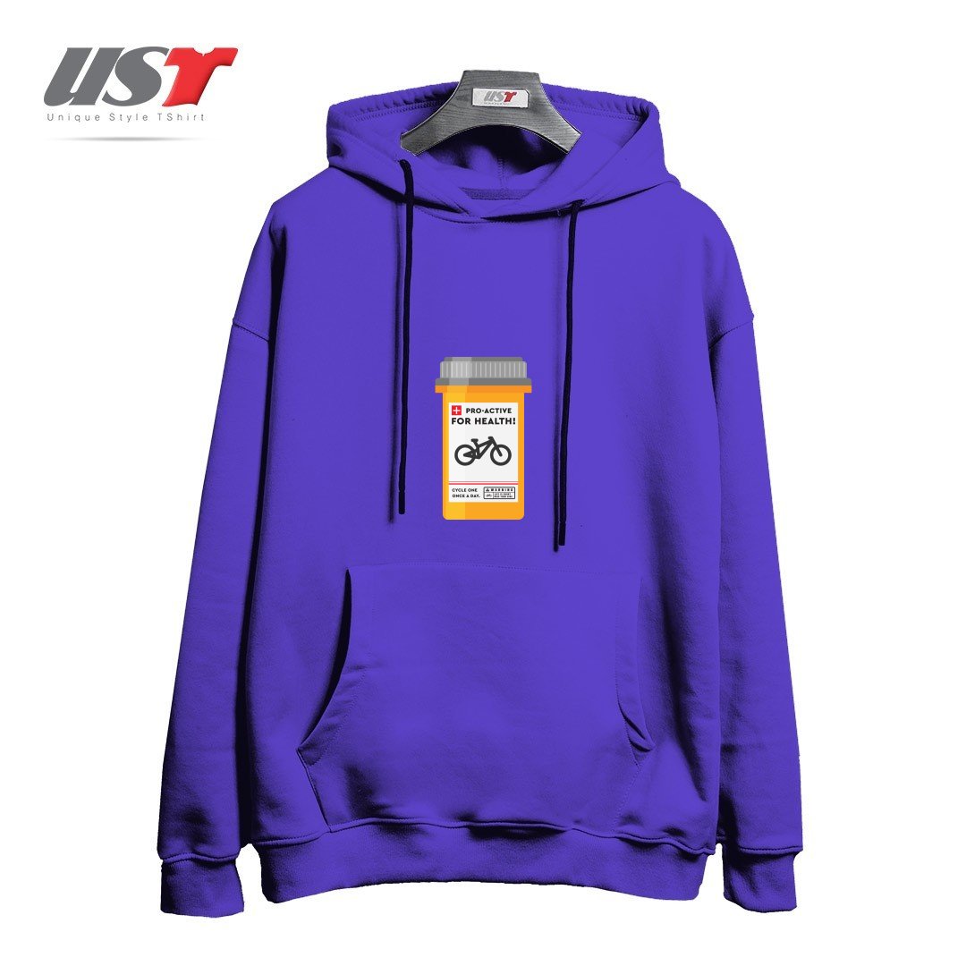 طرح BIKE PILLS هودی اورسایزرنگ بنفش