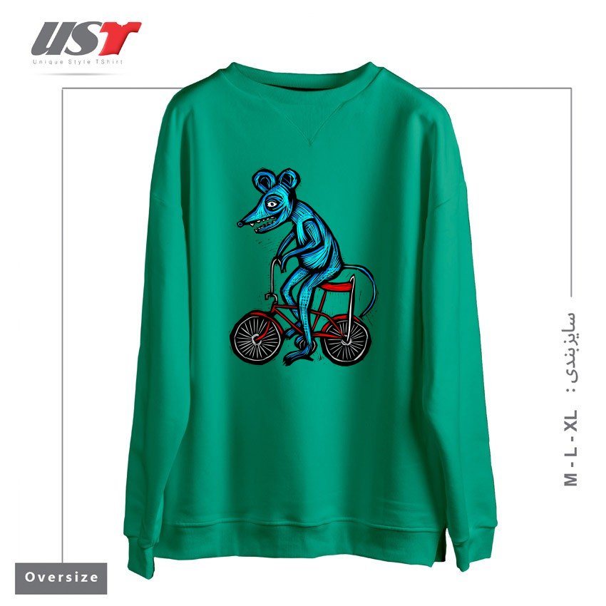 طرح BIKE RAT سوییشرت اورسایزرنگ سبز سدری