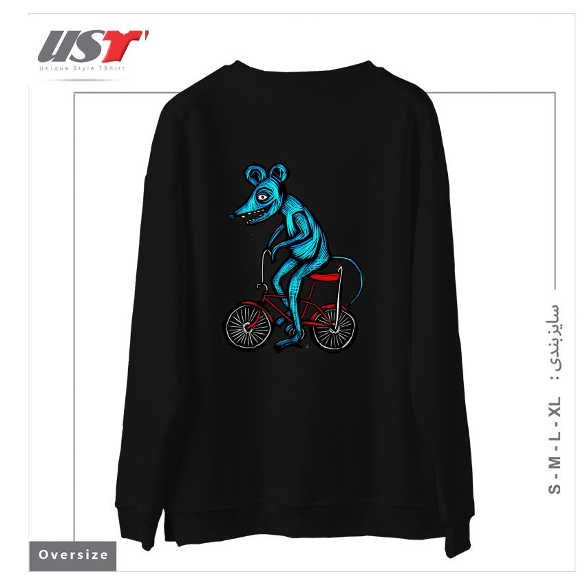 طرح BIKE RAT سوییشرت اورسایزرنگ مشکی