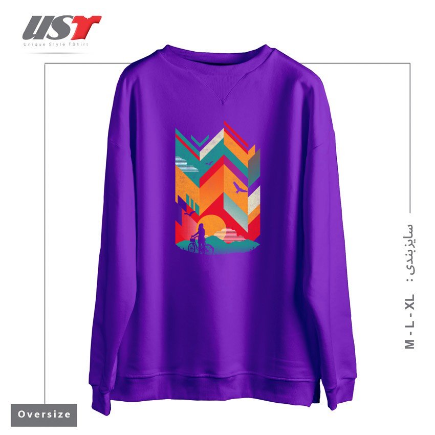 طرح BIKE RIDE سوییشرت اورسایزرنگ بنفش