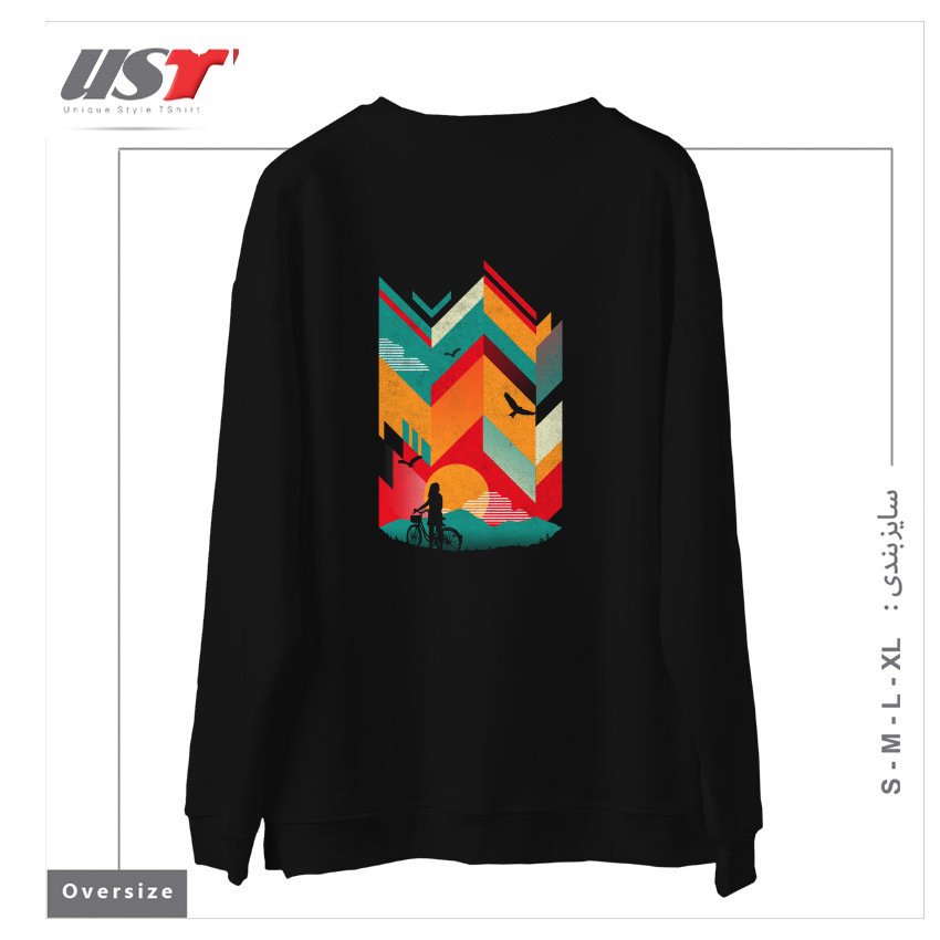 طرح BIKE RIDE سوییشرت اورسایزرنگ مشکی