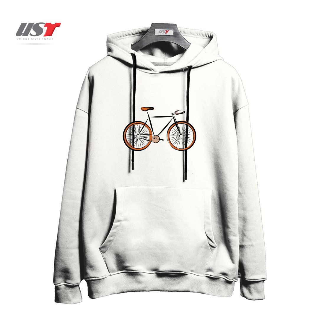 طرح BIKE هودی اورسایزرنگ سفید