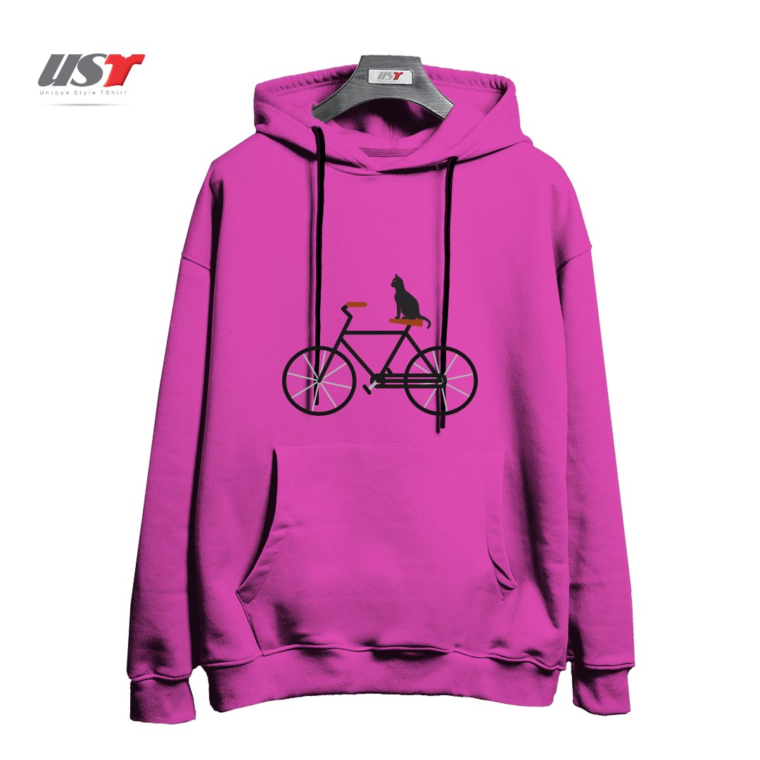 هودی اورسایز طرح CAT RIDING BIKE
