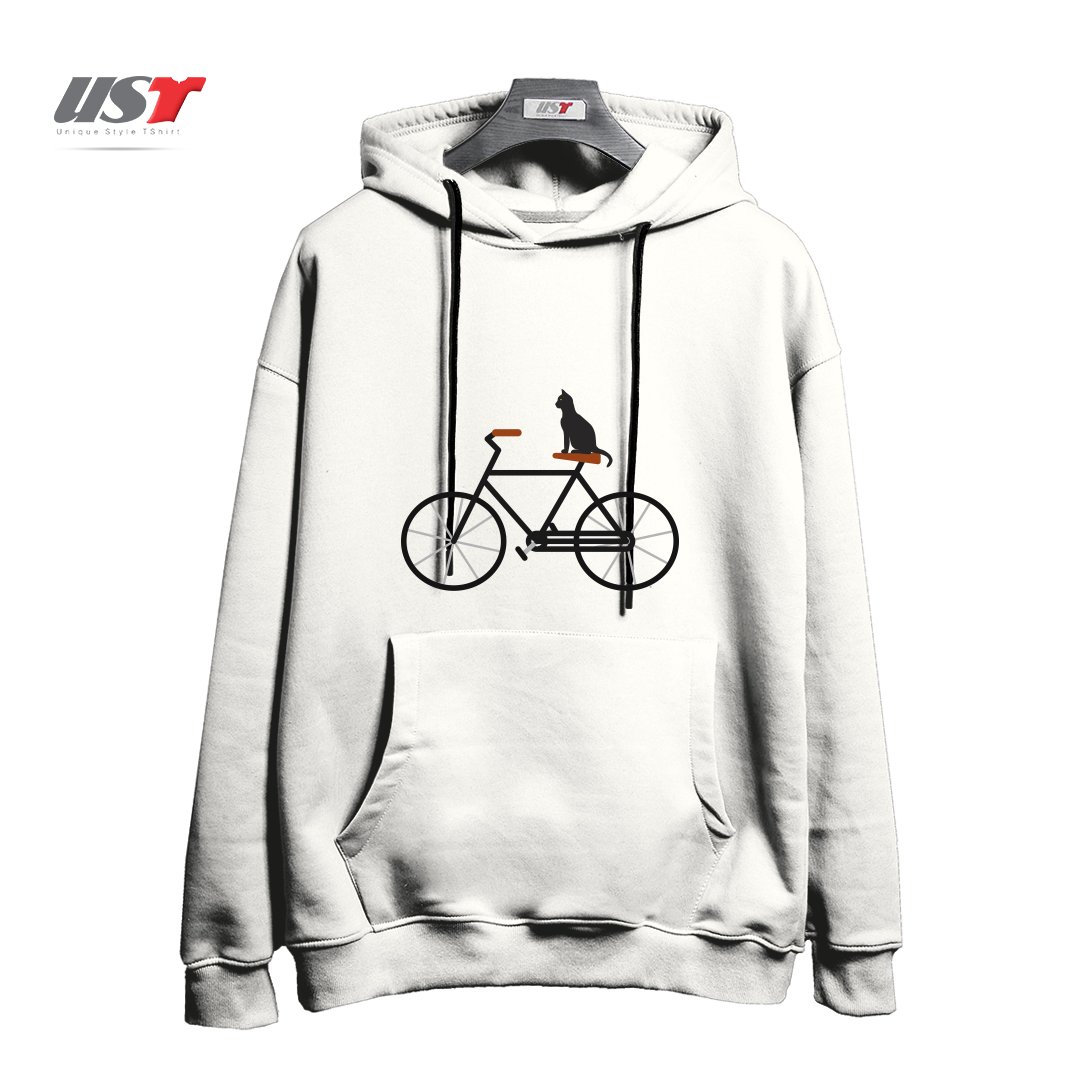 هودی اورسایز طرح CAT RIDING BIKE