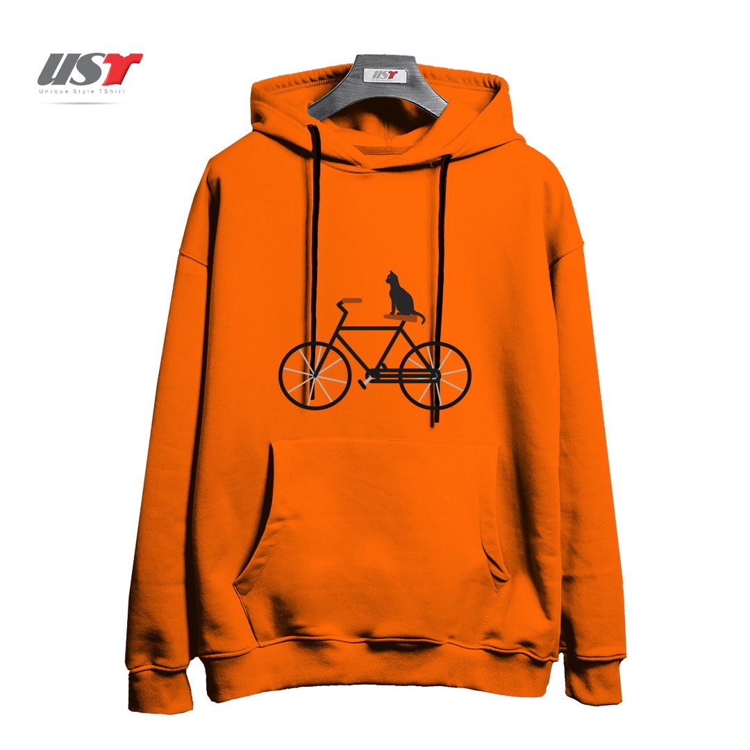 هودی اورسایز طرح CAT RIDING BIKE