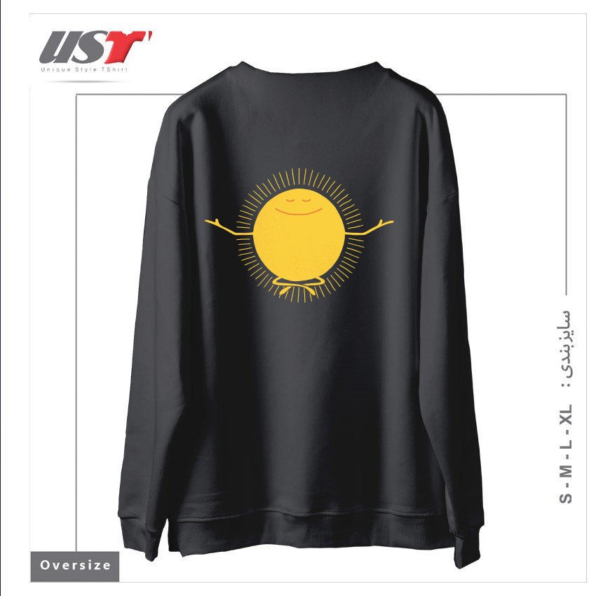 طرح SUN WORSHIPPER سوییشرت اورسایزرنگ دودی