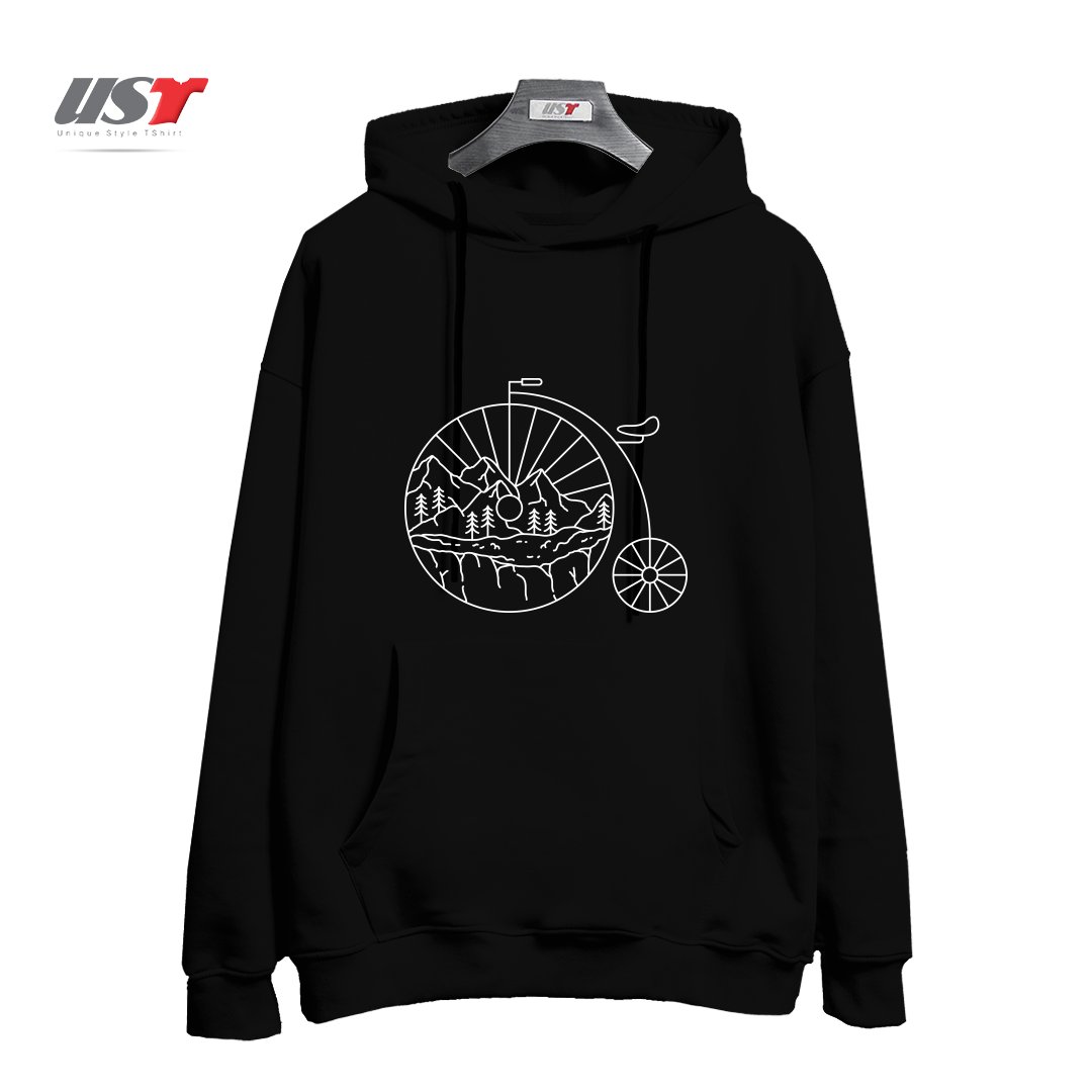 طرح CLASSIC BIKE ADVENTURE هودی اورسایزرنگ مشکی