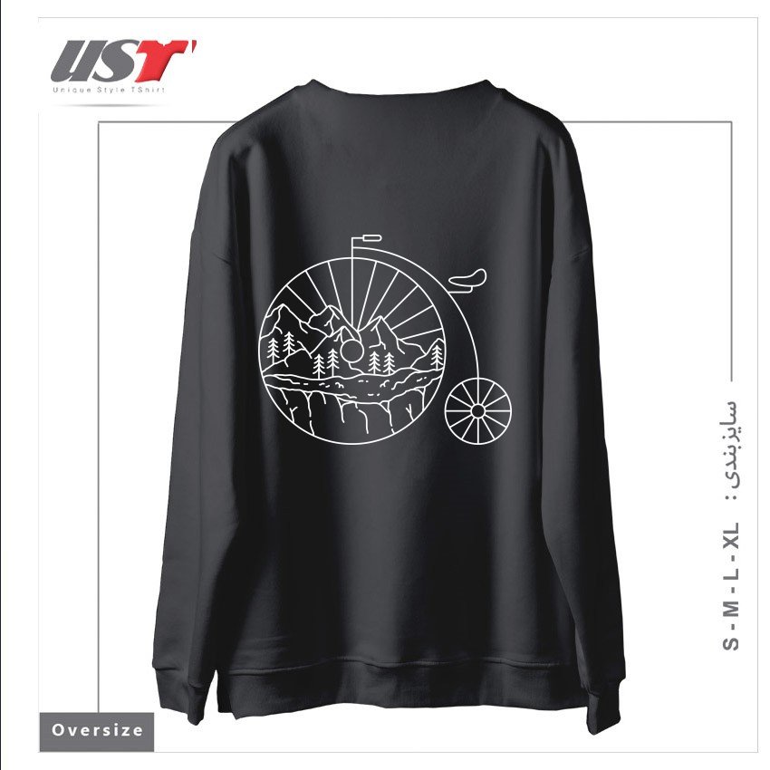 طرح CLASSIC BIKE ADVENTURE سوییشرت اورسایزرنگ دودی