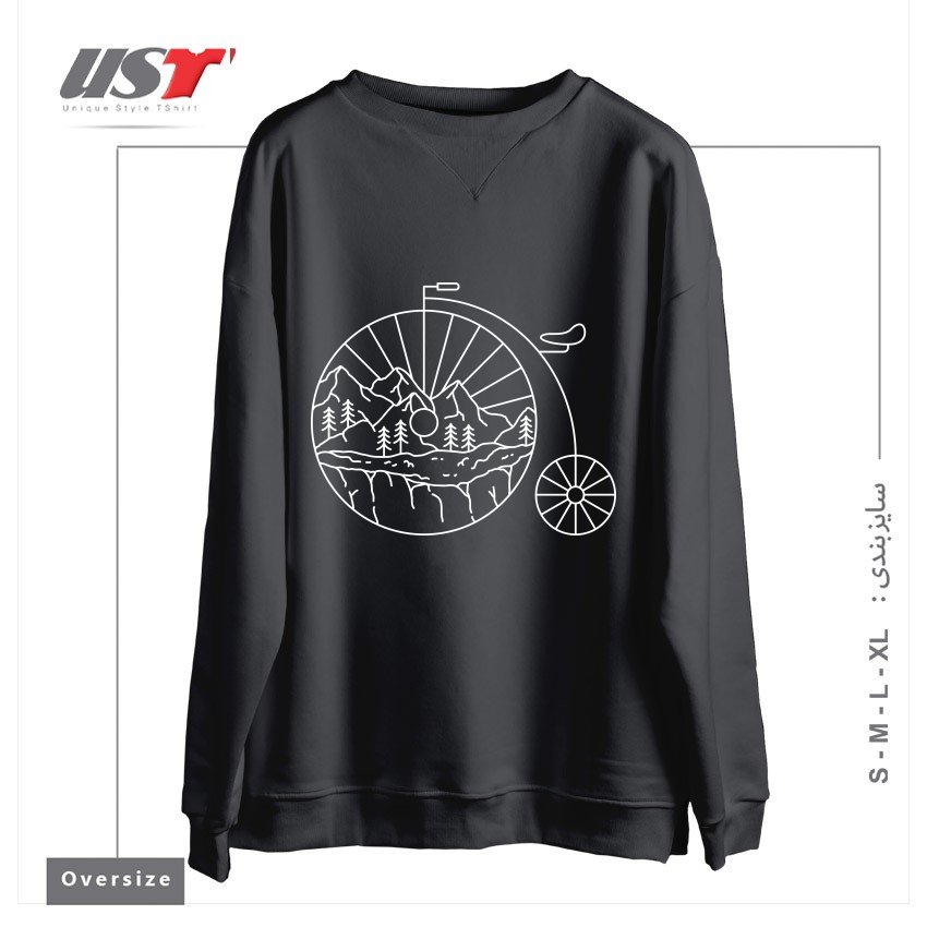 طرح CLASSIC BIKE ADVENTURE سوییشرت اورسایزرنگ دودی