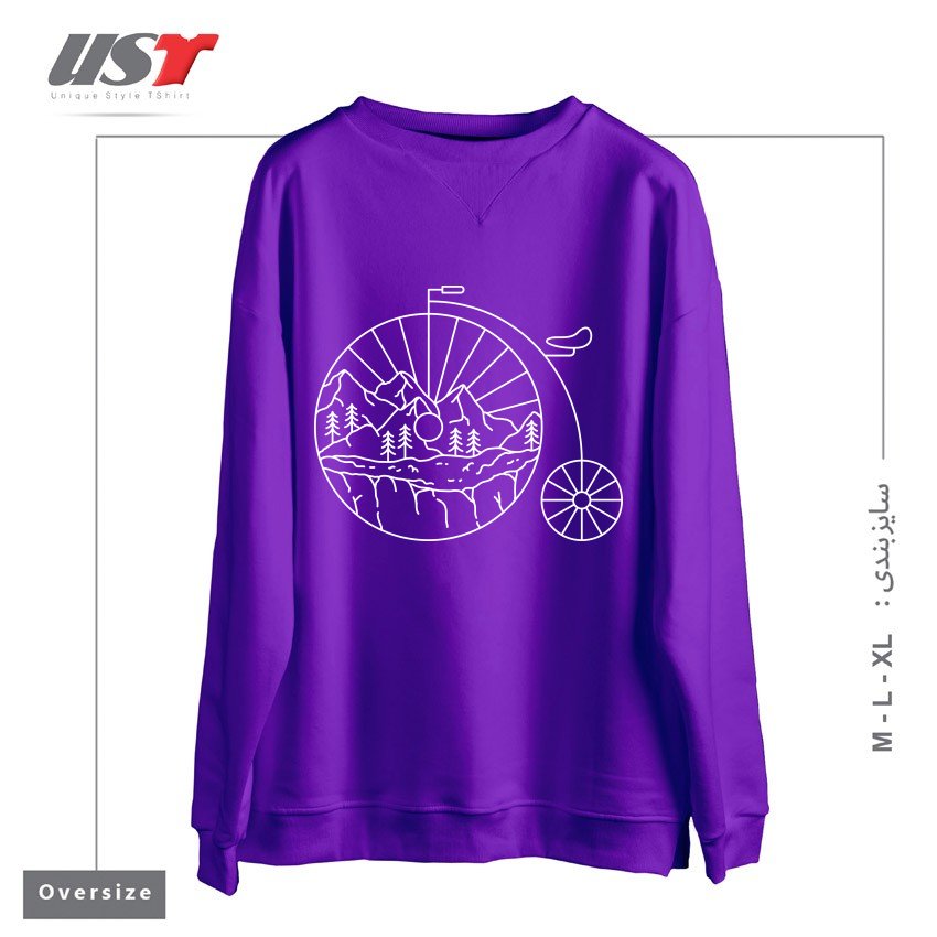 طرح CLASSIC BIKE ADVENTURE سوییشرت اورسایزرنگ بنفش