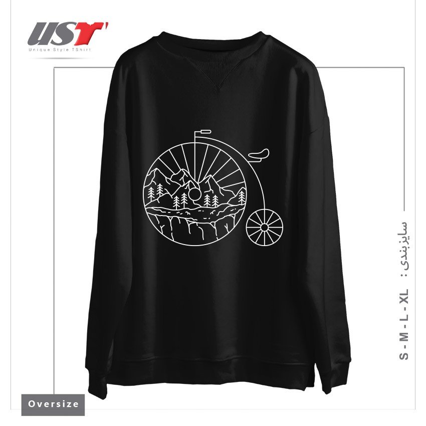 طرح CLASSIC BIKE ADVENTURE سوییشرت اورسایزرنگ مشکی