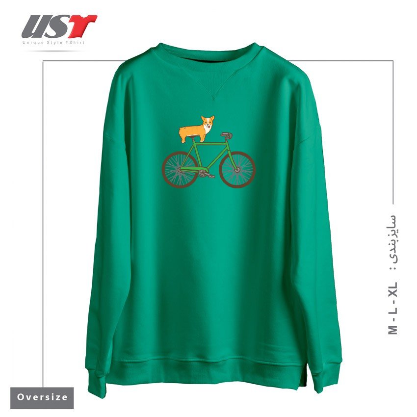 سوییشرت اورسایز طرح CORGI ON A BIKE