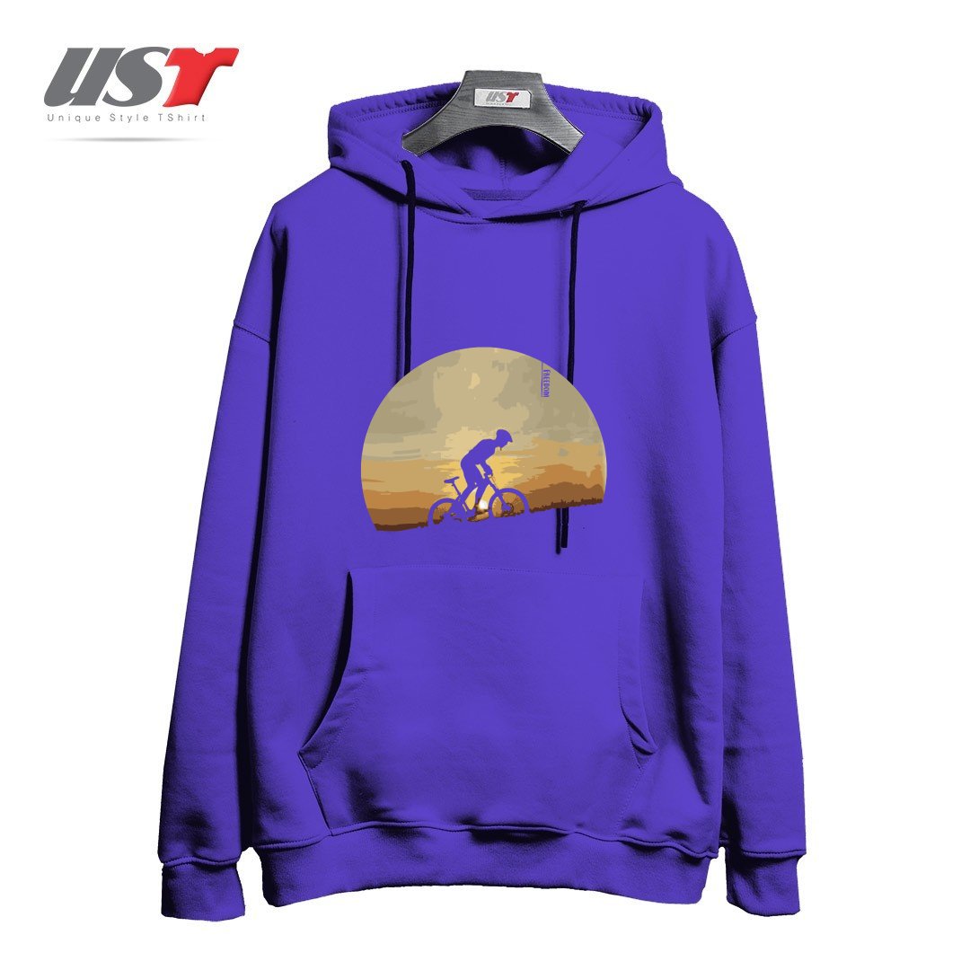 طرح FREEDOM BIKE هودی اورسایزرنگ بنفش