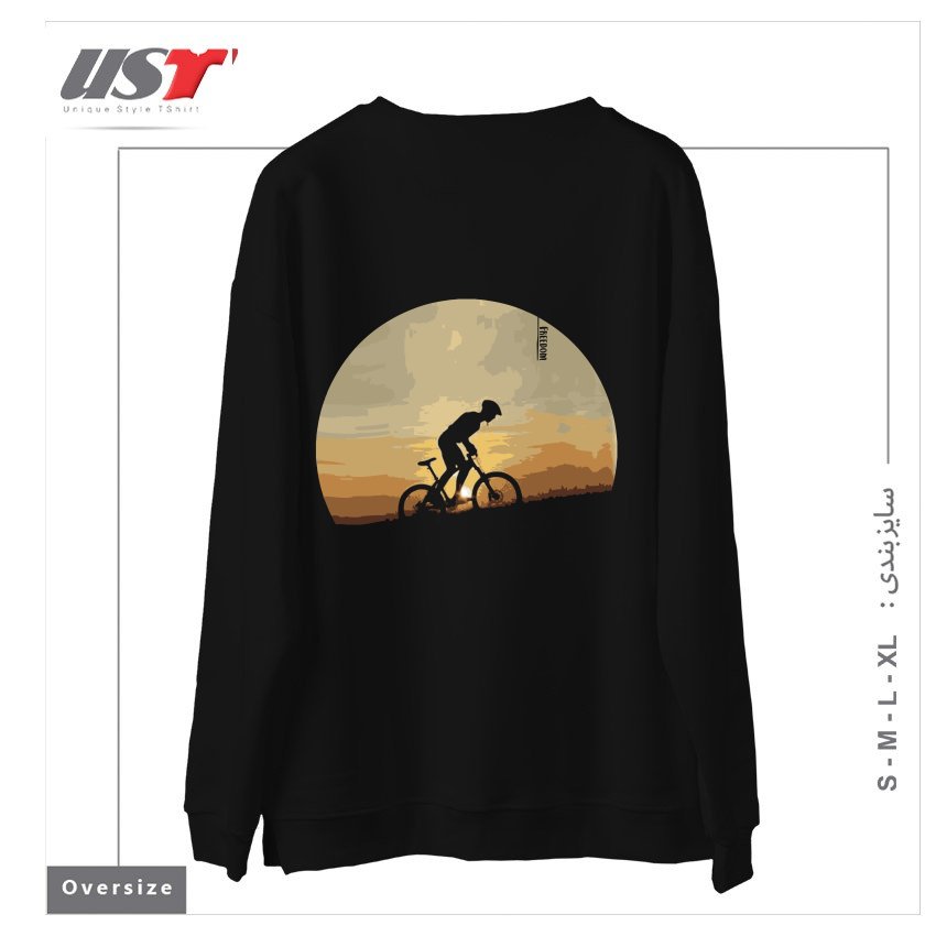 طرح FREEDOM BIKE سوییشرت اورسایزرنگ مشکی
