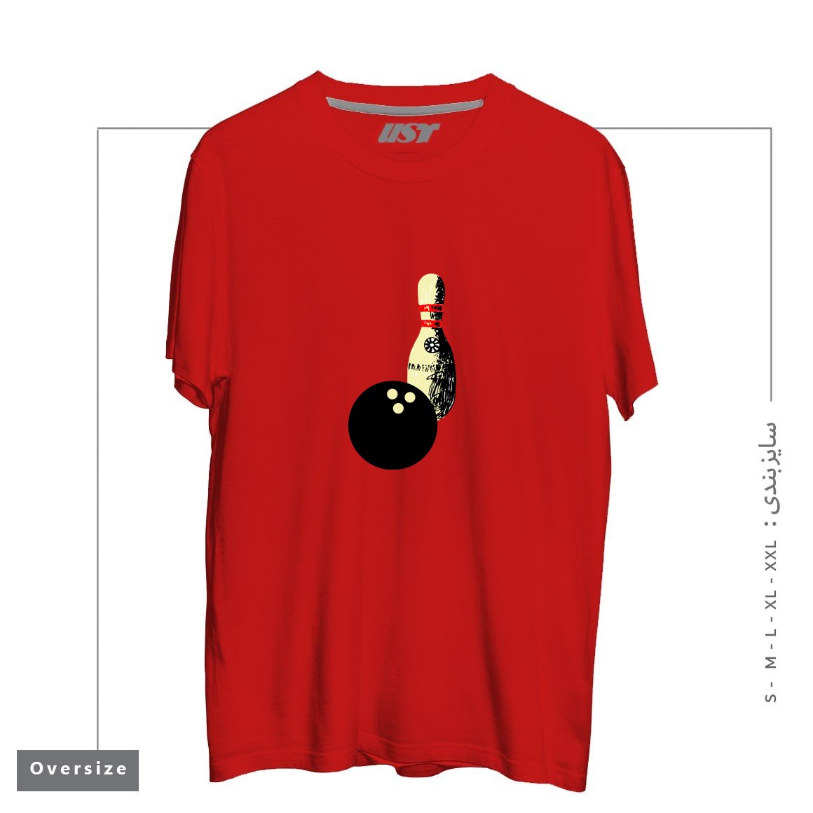 طرح BOWLING تیشرت اورسایزرنگ قرمز