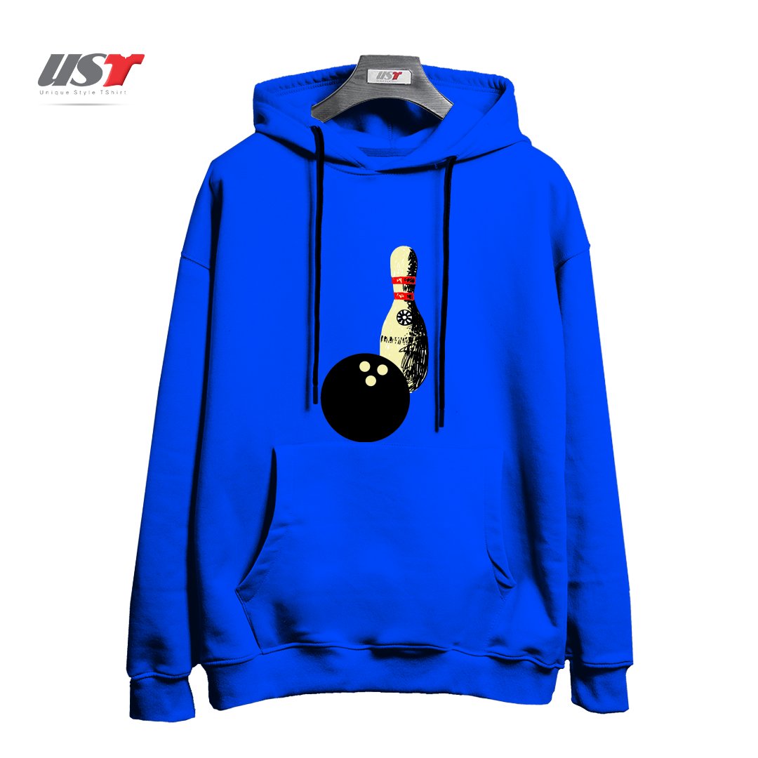 طرح BOWLING هودی اورسایزرنگ آبی شالی